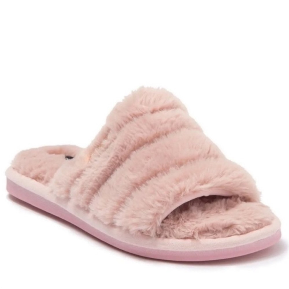 Bebe Sadia Faux Fur Slide Slipper Pink Size 9 NEW